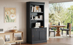 83.4'Tall Bookshelf, Modern Bookcase with Sliding Doors and Open Shelves,Storage Bookshelf for Living Room,Home Office,Black
