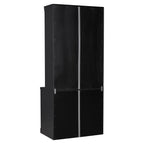 83.4'Tall Bookshelf, Modern Bookcase with Sliding Doors and Open Shelves,Storage Bookshelf for Living Room,Home Office,Black