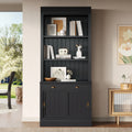 83.4'Tall Bookshelf, Modern Bookcase with Sliding Doors and Open Shelves,Storage Bookshelf for Living Room,Home Office,Black