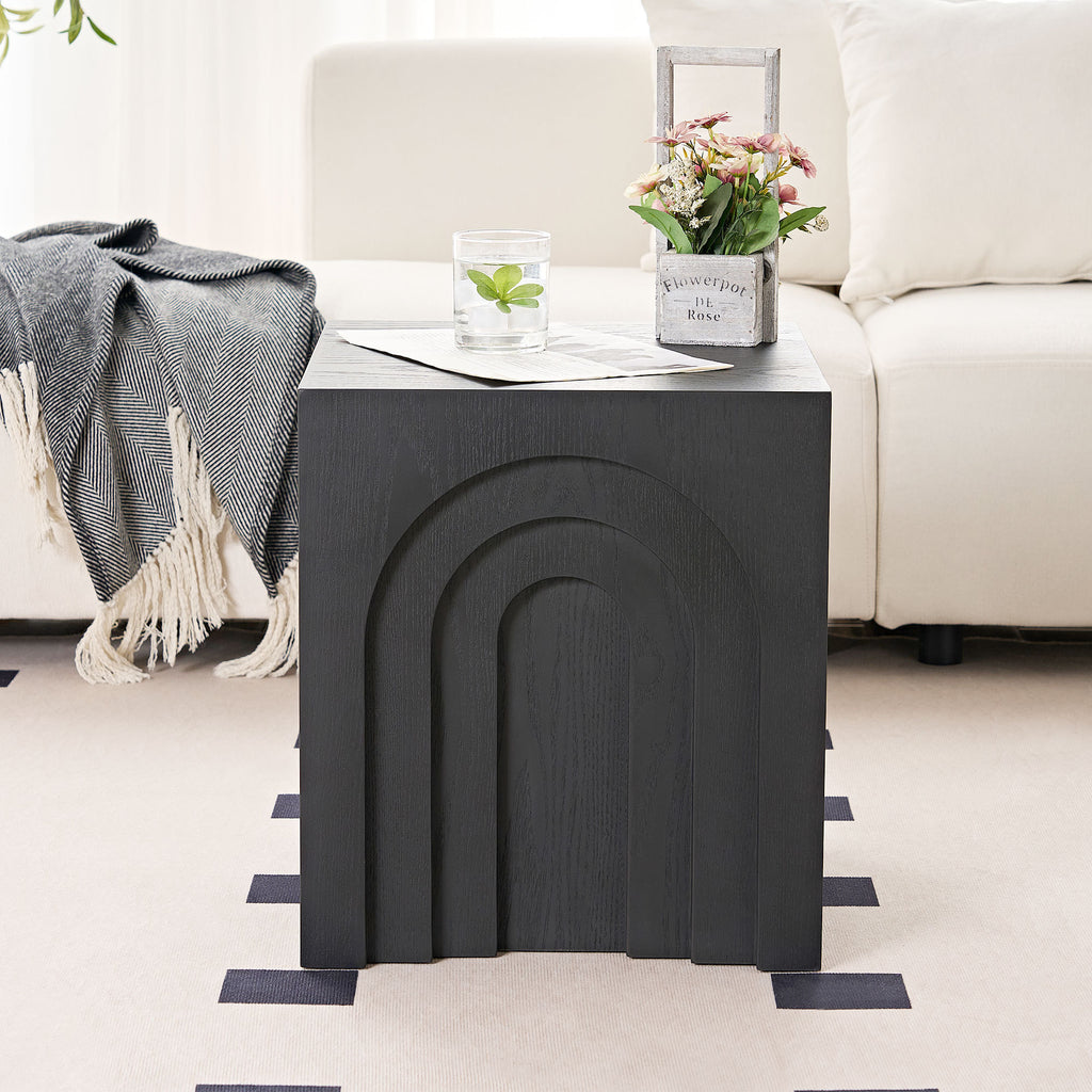 15.74'' Square Side Table Small Coffee Table Accent Table Bedside Table for Living Room Bedroom,BLACK