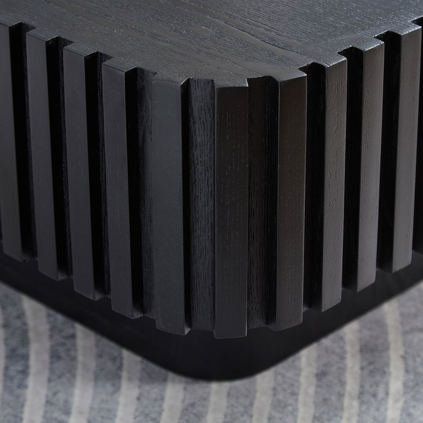 Modern 31.5 Inch Handcraft Drum Coffee Table Square Coffee Table for Living Room,Small Wooden Coffee Table with Sturdy MDF Pedesta,Black Color Coffee Table