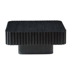 Modern 31.5 Inch Handcraft Drum Coffee Table Square Coffee Table for Living Room,Small Wooden Coffee Table with Sturdy MDF Pedesta,Black Color Coffee Table