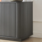 Modern Wavy TV Stand Rounded Sideboard with Storage Cabinet in Black, Particleboard & MDF, 64''W x 15''D x 24''H