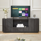 Modern Wavy TV Stand Rounded Sideboard with Storage Cabinet in Black, Particleboard & MDF, 64''W x 15''D x 24''H