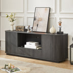 Modern Wavy TV Stand Rounded Sideboard with Storage Cabinet in Black, Particleboard & MDF, 64''W x 15''D x 24''H
