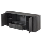Modern Wavy TV Stand Rounded Sideboard with Storage Cabinet in Black, Particleboard & MDF, 64''W x 15''D x 24''H