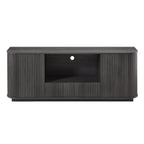 Modern Wavy TV Stand Rounded Sideboard with Storage Cabinet in Black, Particleboard & MDF, 64''W x 15''D x 24''H