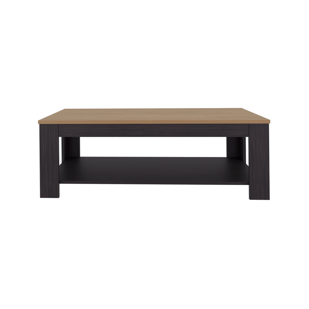 Coffee Table 16.2' H, 1 Shelf, Black Wengue / Natural Oak - Living Room Coffee Table