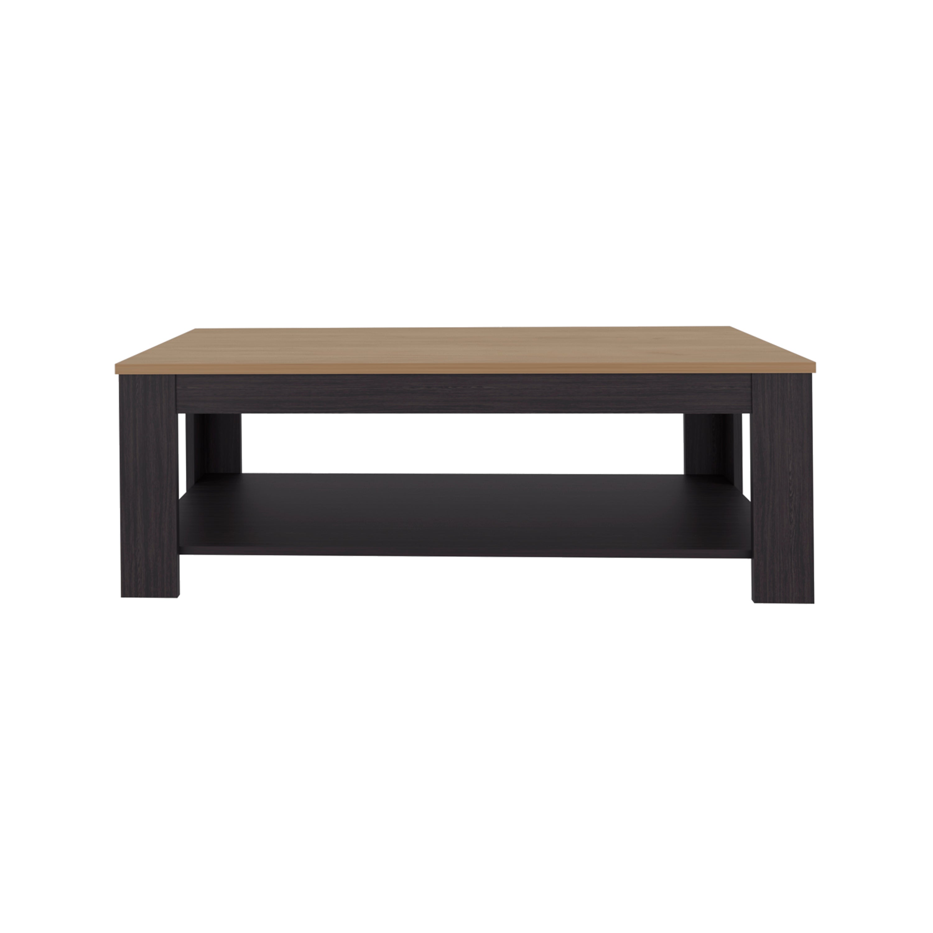 Coffee Table 16.2' H, 1 Shelf, Black Wengue / Natural Oak - Living Room Coffee Table