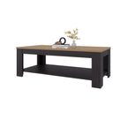 Coffee Table 16.2' H, 1 Shelf, Black Wengue / Natural Oak - Living Room Coffee Table