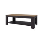 Coffee Table 16.2' H, 1 Shelf, Black Wengue / Natural Oak - Living Room Coffee Table