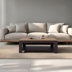 Coffee Table 16.2' H, 1 Shelf, Black Wengue / Natural Oak - Living Room Coffee Table