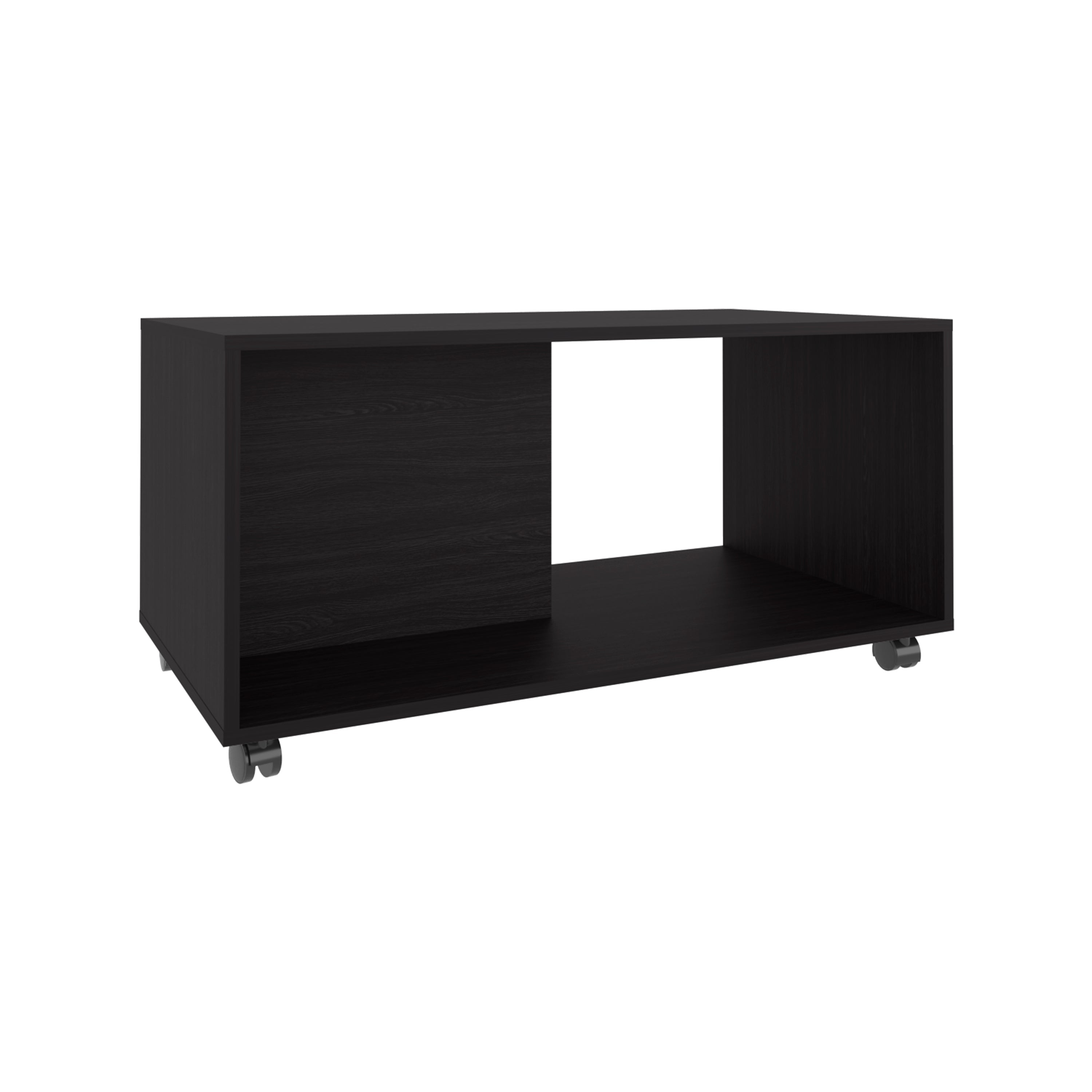 Patrick 36' Wide Coffee Table, Mobile, One Shelf, Rectangular, Living Room Black Wengue