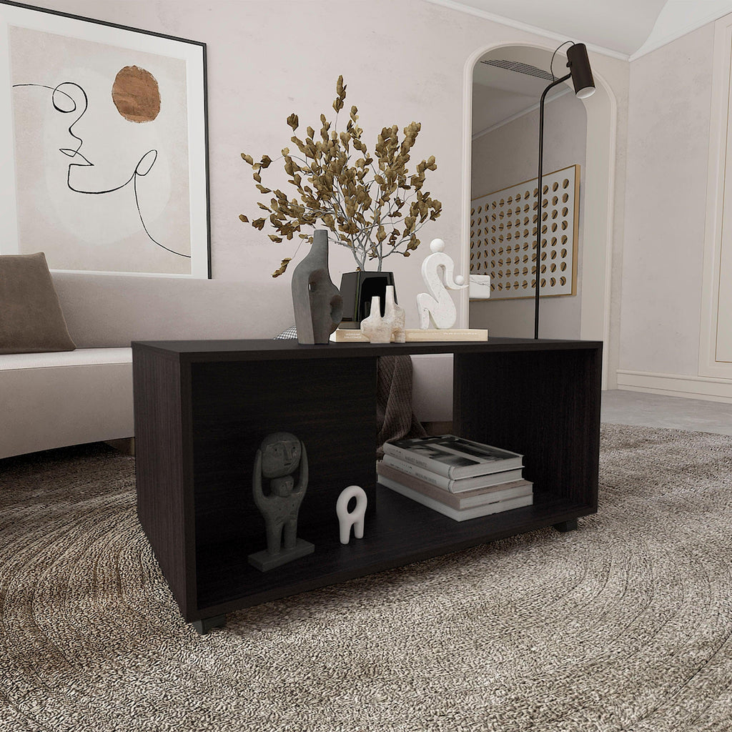 Modern Black Wengue Patrick Rectangular Coffee Table.
