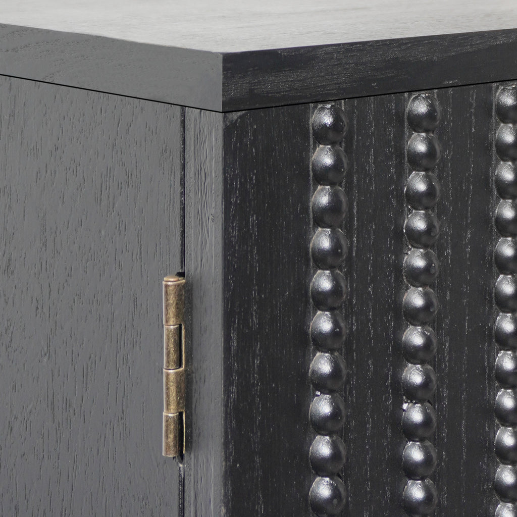 Modern Black Wood Storage Cabinet with Decorative Door, 30in Accent Sideboard for Living Room, Bedroom, or Entryway