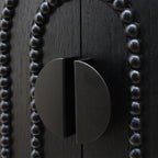 Modern Black Wood Storage Cabinet with Decorative Door, 30in Accent Sideboard for Living Room, Bedroom, or Entryway