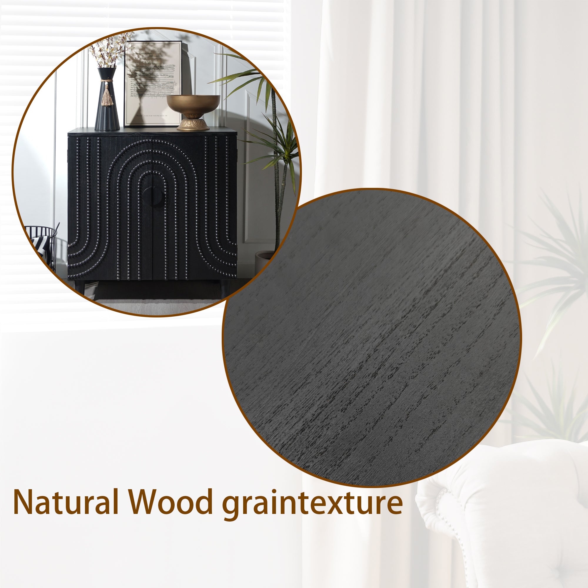 Modern Black Wood Storage Cabinet with Decorative Door, 30in Accent Sideboard for Living Room, Bedroom, or Entryway