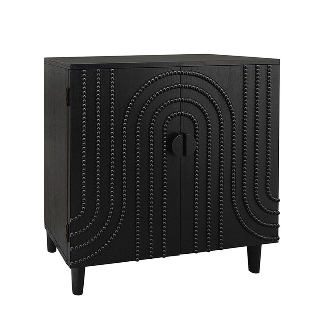 Modern Black Wood Storage Cabinet with Decorative Door, 30in Accent Sideboard for Living Room, Bedroom, or Entryway