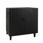 Modern Black Wood Storage Cabinet with Decorative Door, 30in Accent Sideboard for Living Room, Bedroom, or Entryway