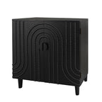 Modern Black Wood Storage Cabinet with Decorative Door, 30in Accent Sideboard for Living Room, Bedroom, or Entryway