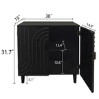 Modern Black Wood Storage Cabinet with Decorative Door, 30in Accent Sideboard for Living Room, Bedroom, or Entryway