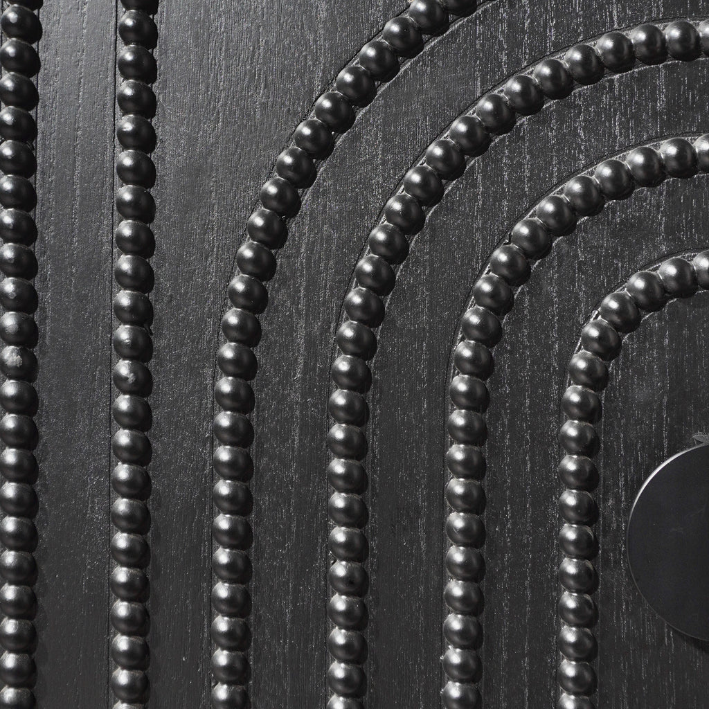 Modern Black Wood Storage Cabinet with Decorative Door, 30in Accent Sideboard for Living Room, Bedroom, or Entryway