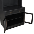 83.4'Tall Bookshelf, Modern Bookcase with 2 Glass Doors and 1 Drawer,Storage Bookcase with Open Shelves for Living Room,Home Office,Black