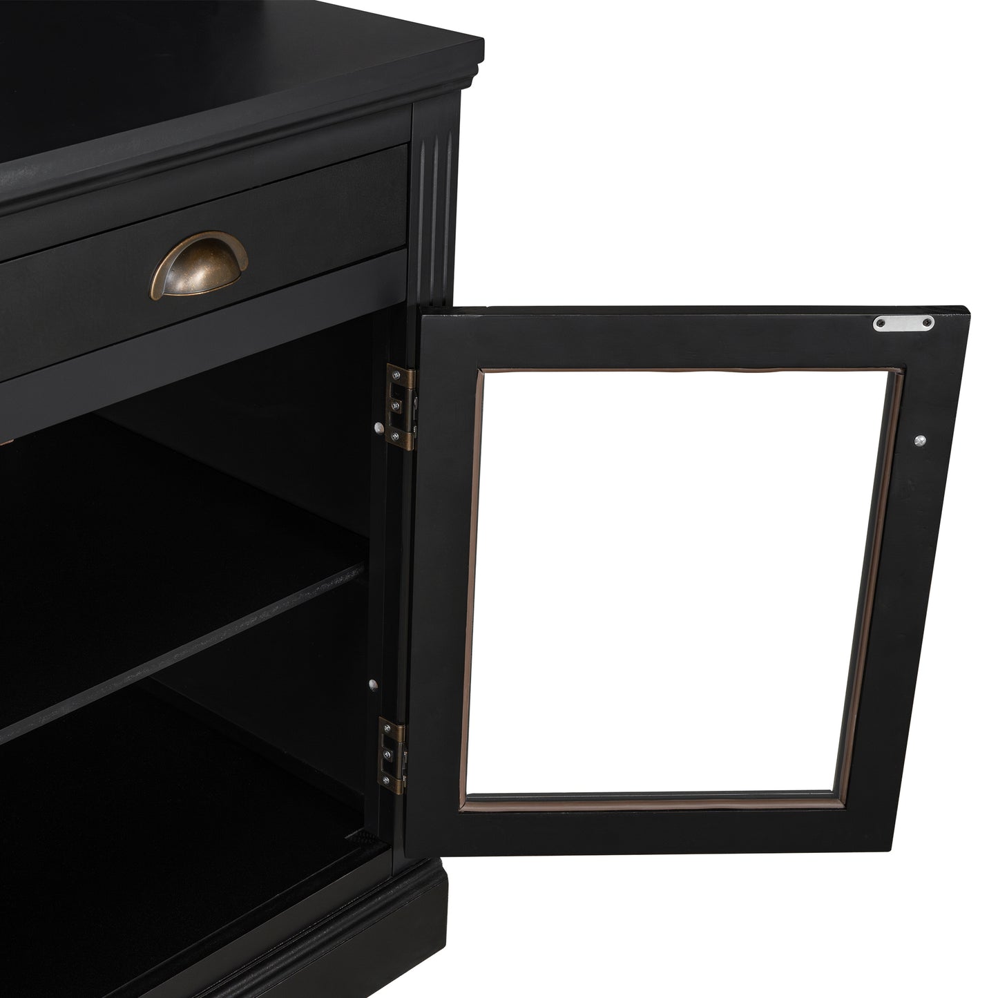 83.4'Tall Bookshelf, Modern Bookcase with 2 Glass Doors and 1 Drawer,Storage Bookcase with Open Shelves for Living Room,Home Office,Black