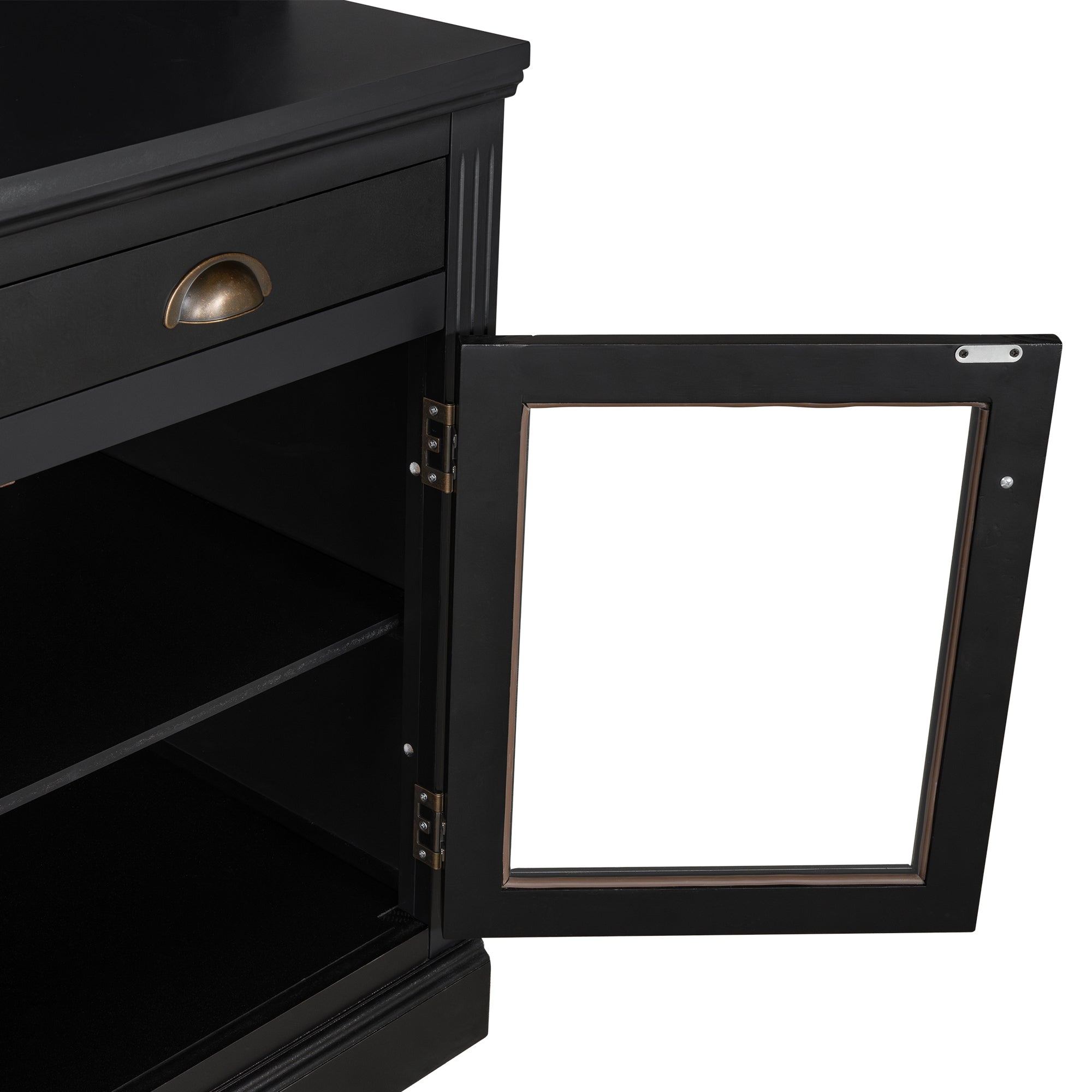 83.4'Tall Bookshelf, Modern Bookcase with 2 Glass Doors and 1 Drawer,Storage Bookcase with Open Shelves for Living Room,Home Office,Black