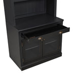 83.4'Tall Bookshelf, Modern Bookcase with 2 Glass Doors and 1 Drawer,Storage Bookcase with Open Shelves for Living Room,Home Office,Black