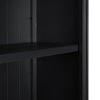 83.4'Tall Bookshelf, Modern Bookcase with 2 Glass Doors and 1 Drawer,Storage Bookcase with Open Shelves for Living Room,Home Office,Black