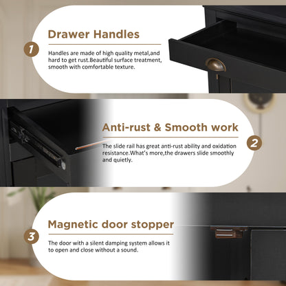 83.4'Tall Bookshelf, Modern Bookcase with 2 Glass Doors and 1 Drawer,Storage Bookcase with Open Shelves for Living Room,Home Office,Black