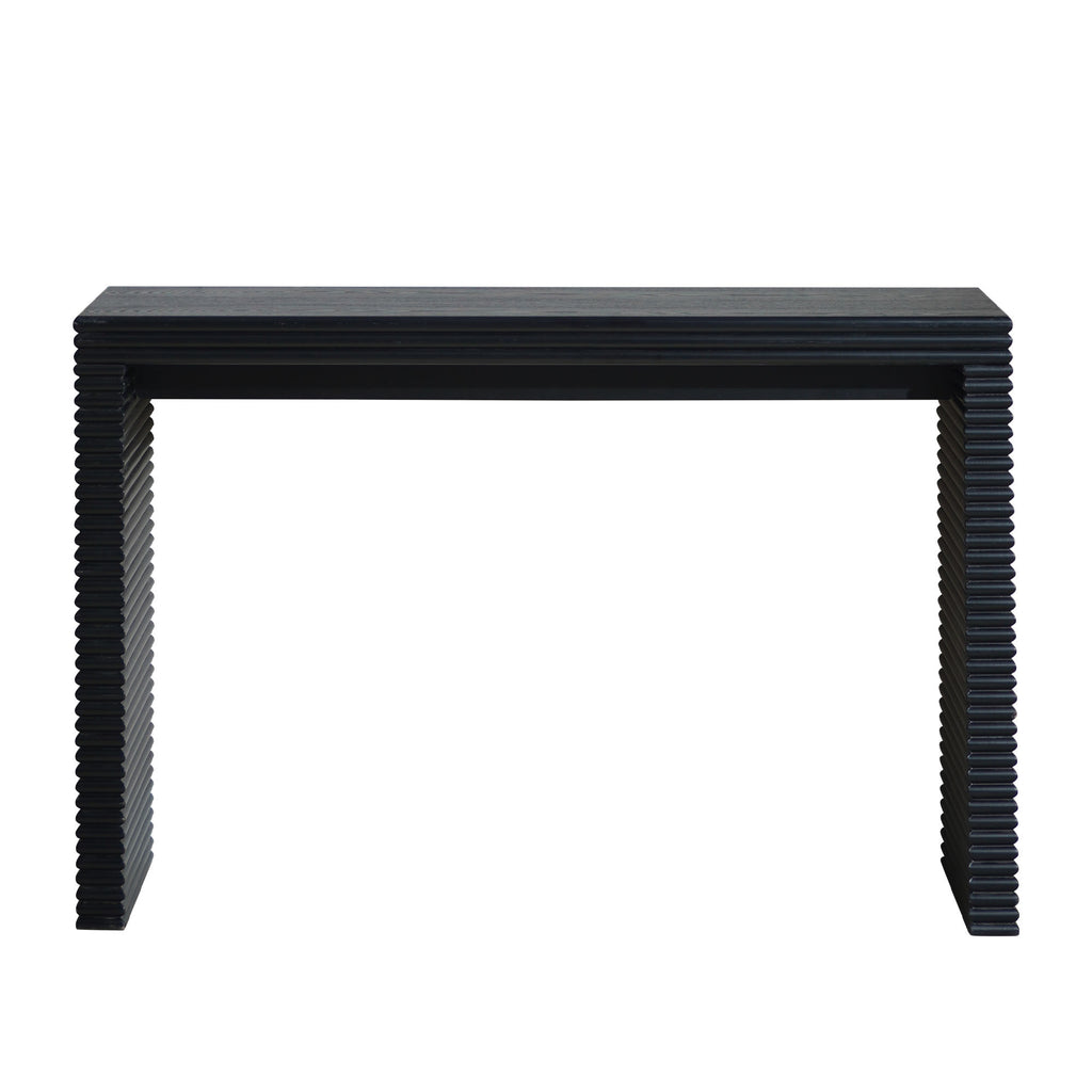Modern Black Console Table with Ribbed Design,Wood Console Table, 47' W entryway table,Black Entry Table Narrow Console Table, Modern Hallway Table, Modern Sofa Table, Living Room Table
