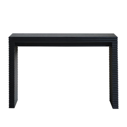 Modern Black Console Table with Ribbed Design,Wood Console Table, 47' W entryway table,Black Entry Table Narrow Console Table, Modern Hallway Table, Modern Sofa Table, Living Room Table