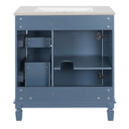 30' Bathroom Vanity with Ceramic Sink, Small Bathroom Sink Cabinet, Modern Cabinet with 2 Drawers and Adjustable Shelf