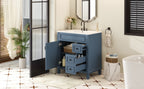 30' Bathroom Vanity with Ceramic Sink, Small Bathroom Sink Cabinet, Modern Cabinet with 2 Drawers and Adjustable Shelf