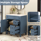 30' Bathroom Vanity with Ceramic Sink, Small Bathroom Sink Cabinet, Modern Cabinet with 2 Drawers and Adjustable Shelf