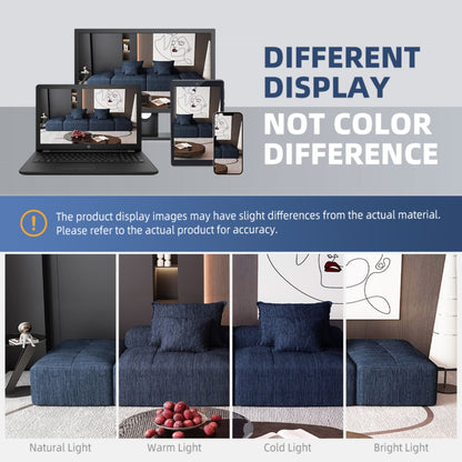 Modern Oversized Modular Sectional Sofa with 2 Ottoman and 2 seat,Sparkling Chenille Fabric Soft Cushion Sofa with 4 Pillows,4 PCS DIY Combination Tufted Sofa,No Assembly Required,BLUE