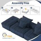 Modern Oversized Modular Sectional Sofa with 2 Ottoman and 2 seat,Sparkling Chenille Fabric Soft Cushion Sofa with 4 Pillows,4 PCS DIY Combination Tufted Sofa,No Assembly Required,BLUE