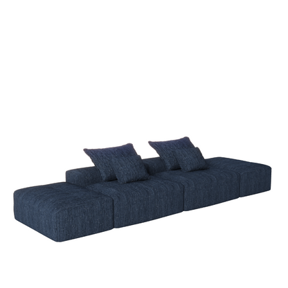 Modern Oversized Modular Sectional Sofa with 2 Ottoman and 2 seat,Sparkling Chenille Fabric Soft Cushion Sofa with 4 Pillows,4 PCS DIY Combination Tufted Sofa,No Assembly Required,BLUE