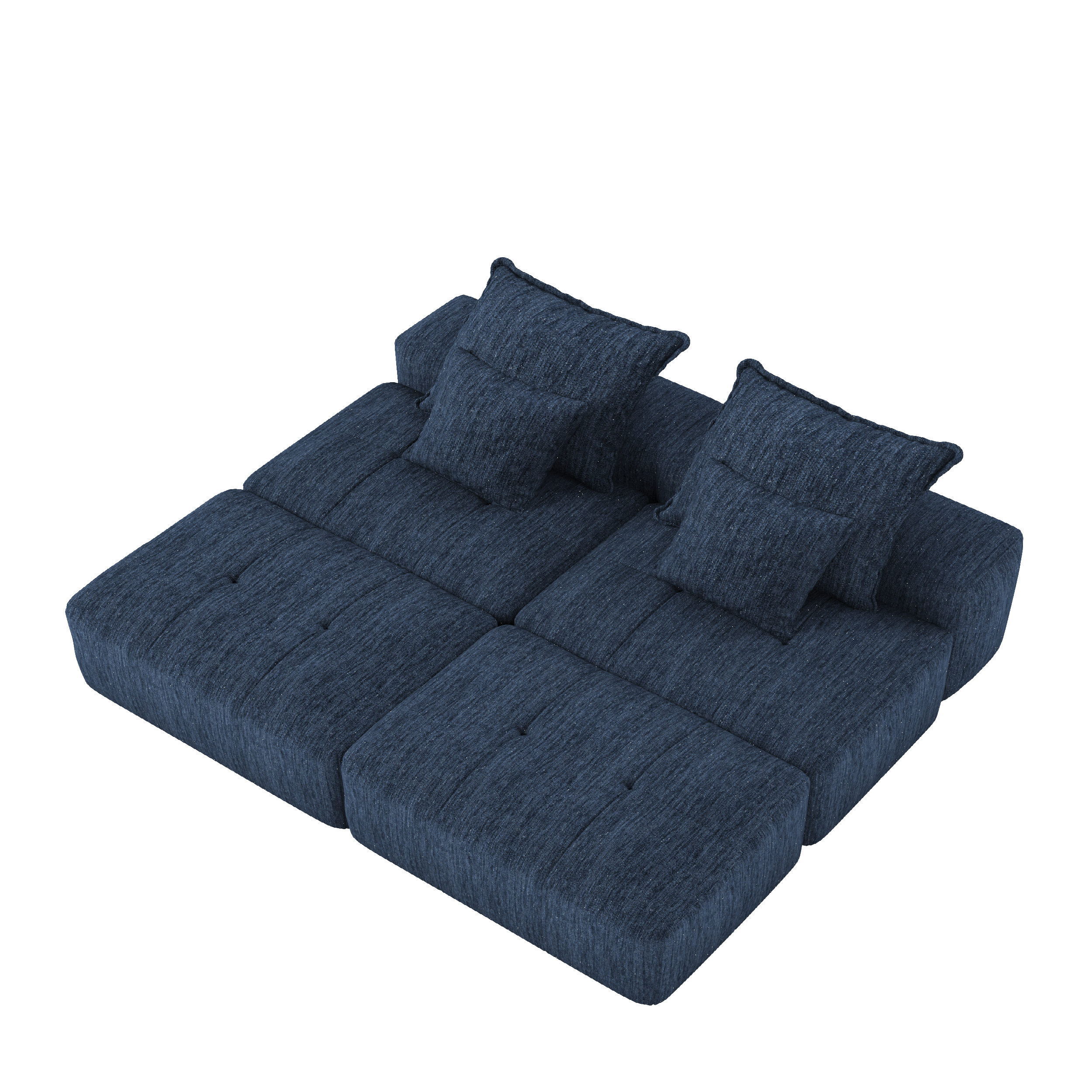 Modern Oversized Modular Sectional Sofa with 2 Ottoman and 2 seat,Sparkling Chenille Fabric Soft Cushion Sofa with 4 Pillows,4 PCS DIY Combination Tufted Sofa,No Assembly Required,BLUE