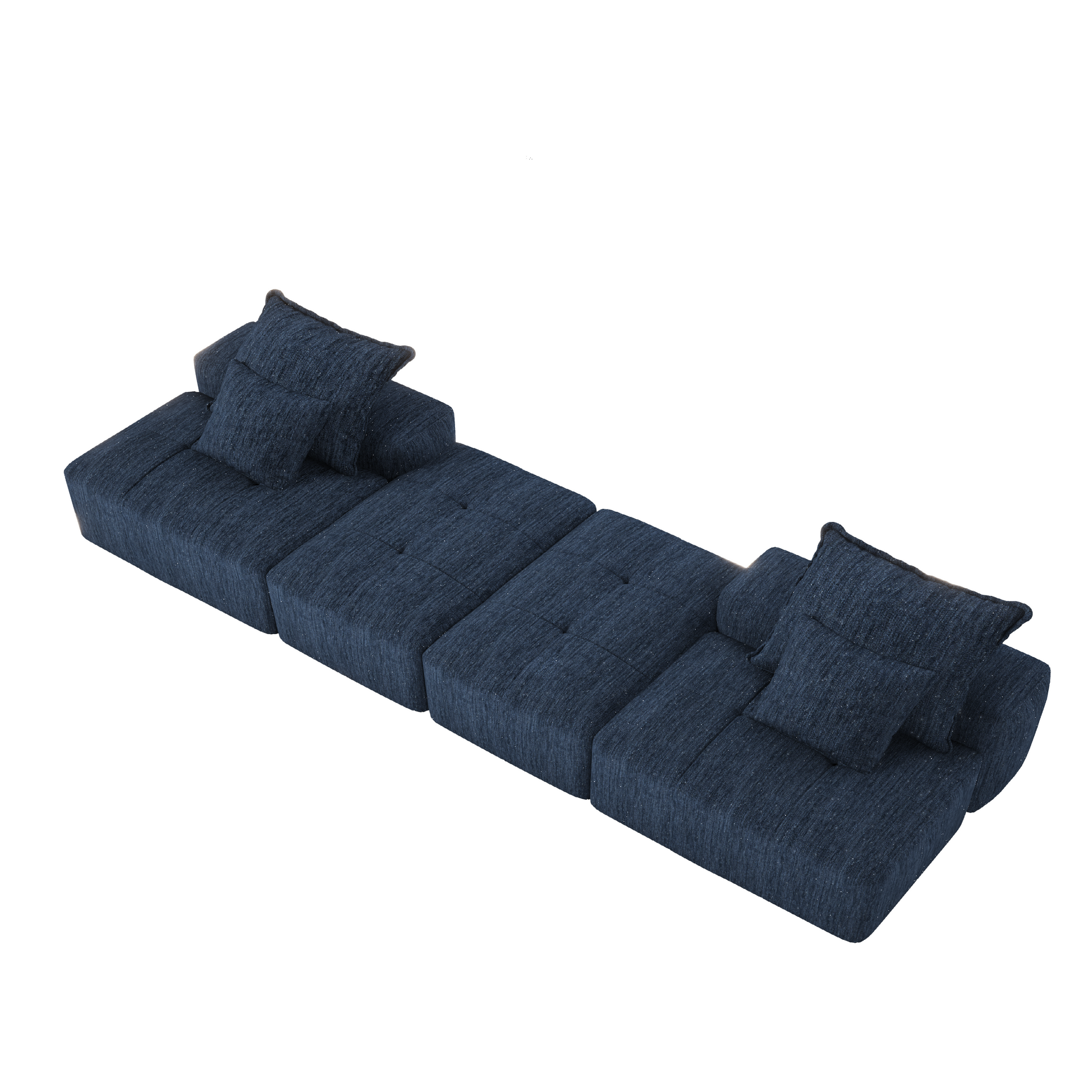 Modern Oversized Modular Sectional Sofa with 2 Ottoman and 2 seat,Sparkling Chenille Fabric Soft Cushion Sofa with 4 Pillows,4 PCS DIY Combination Tufted Sofa,No Assembly Required,BLUE