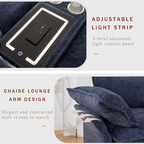 [NEW ARRIVED] [VIDEO PROVIDED]U Shaped Modular Sectional Sofa,Storage Console & Wireless Charging,2 Cup Holders,Bluetooth Speakers,2 Movable Footstools,Adjustable handrail,Movable seat,Chenille,Blue Sectional Sofa