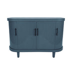 Modern Curved Sideboard 47.2-Inch Decorative Storage Cabinet Wooden Console Table Coffee Bar Cabinet with 4 Doors and Adjustable Interior Shelves for Living Room, Kitchen, Bedroom, Hallway (Blue)