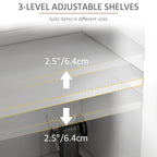 HOMCOM Modern Kitchen Sideboard Buffet Cabinet with Adjustable Shelves, 48" Coffee Bar Cabinet with Chevron Doors and Pine Wood Legs, Brown