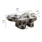 Butterfly design style, coffee table, imitation natural limestone material, suitable for living room/office, fiberglass, black and beige combination.