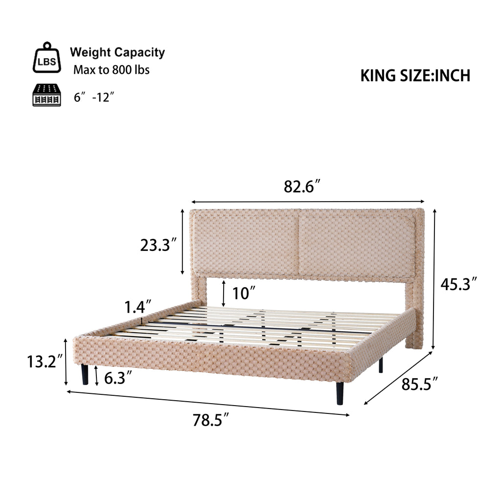 Simple Modern Camel Plush Soft Bed Comfortable Backrest Bedroom Bed,King Bed Frame