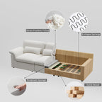 Cloud Sectional Sofa, Down-Filled Sofa, Living Room Modular Sofa, Minimalist Modern Style, Removable & Washable Sofa Cover, Chenille Fabric, Storage Function