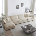 Minimalist Modern Deep Seat Sectional Sofa with Ottoman – Sleek, Modular Design for Contemporary Spaces