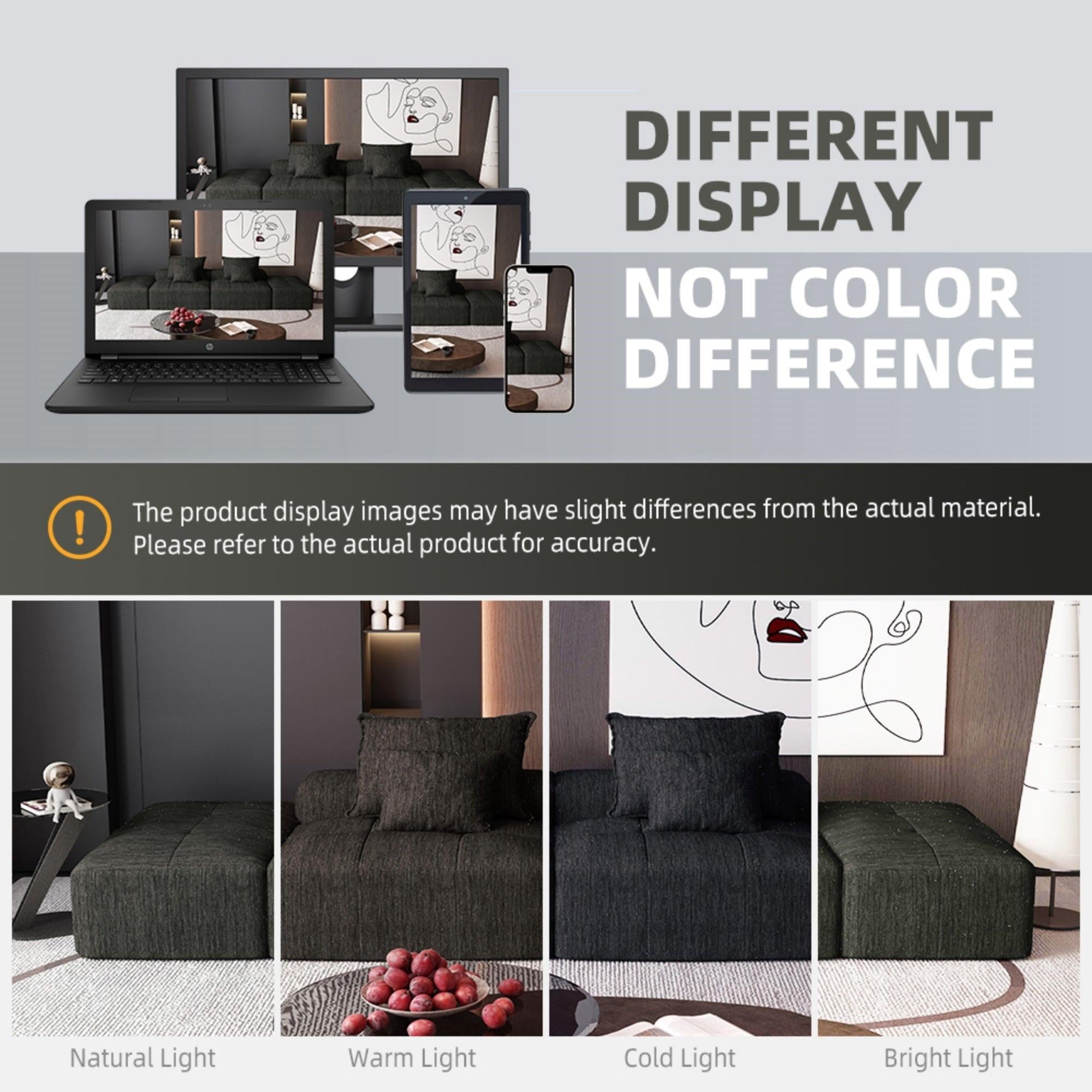 Modern Chenille Modular Sectional Sofa with Ottomans.
